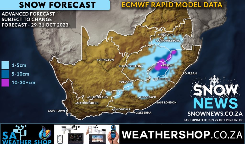 Snow Forecast Map South Africa October 2023 Cold Front Snow News Weather Reports 1024x603 